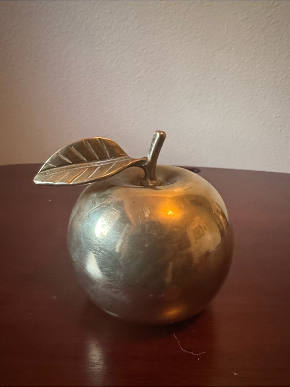 Vintage Brass Decorative Apple with Leaf Accent - actually a bell